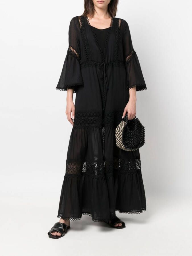 Charo Ruiz Ibiza Jurk met geborduurde bloemen Zwart