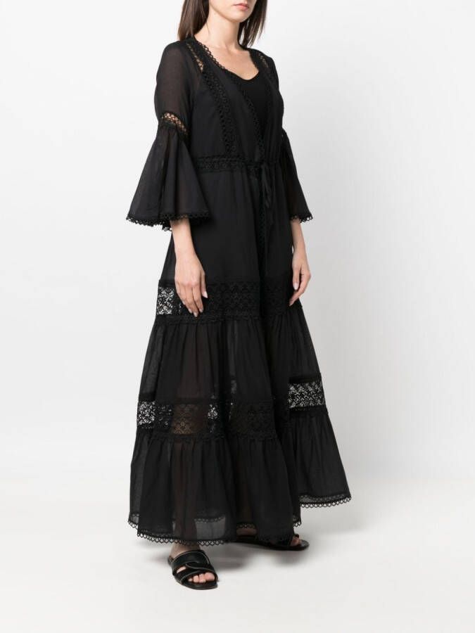 Charo Ruiz Ibiza Jurk met geborduurde bloemen Zwart