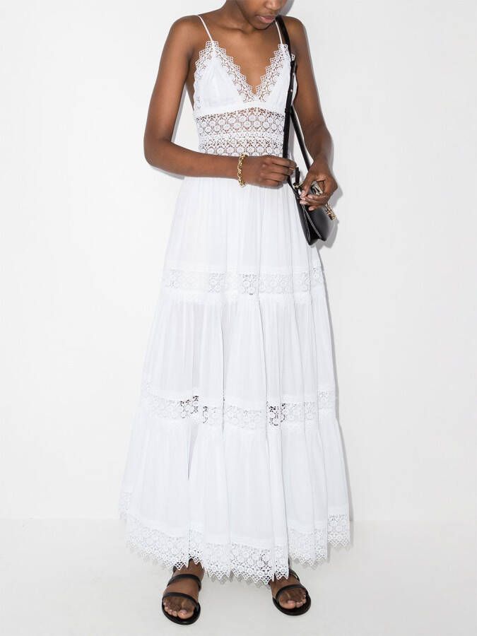 Charo Ruiz Ibiza Maxi-jurk met kant Wit