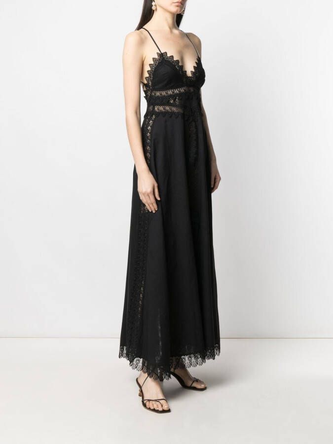 Charo Ruiz Ibiza Maxi-jurk met kant Zwart