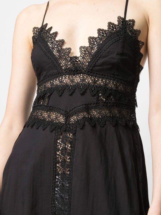Charo Ruiz Ibiza Maxi-jurk met kant Zwart