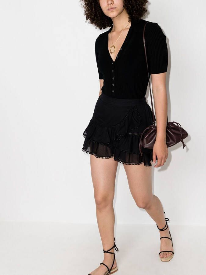Charo Ruiz Ibiza Mini-rok met ruche Zwart