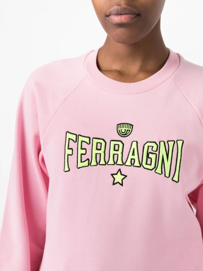 Chiara Ferragni Sweater met geborduurd logo Roze