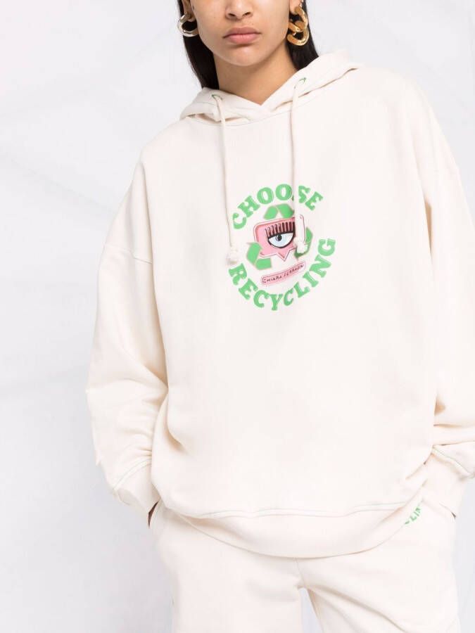 Chiara Ferragni Hoodie met oogprint Beige