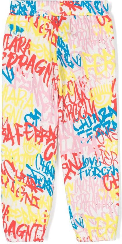 Chiara Ferragni Kids Broek met graffiti-print Geel
