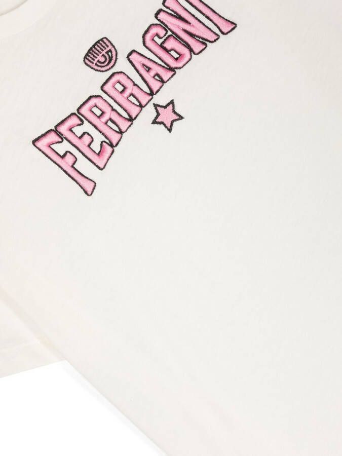 Chiara Ferragni Kids T-shirt met geborduurd logo Wit