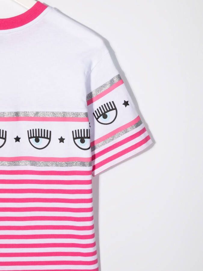 Chiara Ferragni Kids Gestreept T-shirt Wit