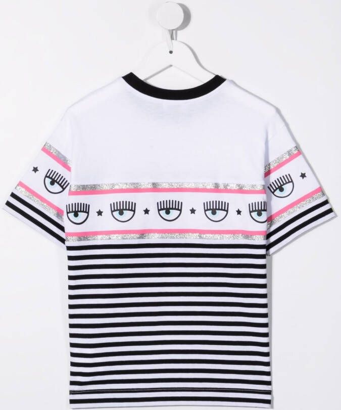 Chiara Ferragni Kids Gestreept T-shirt Wit