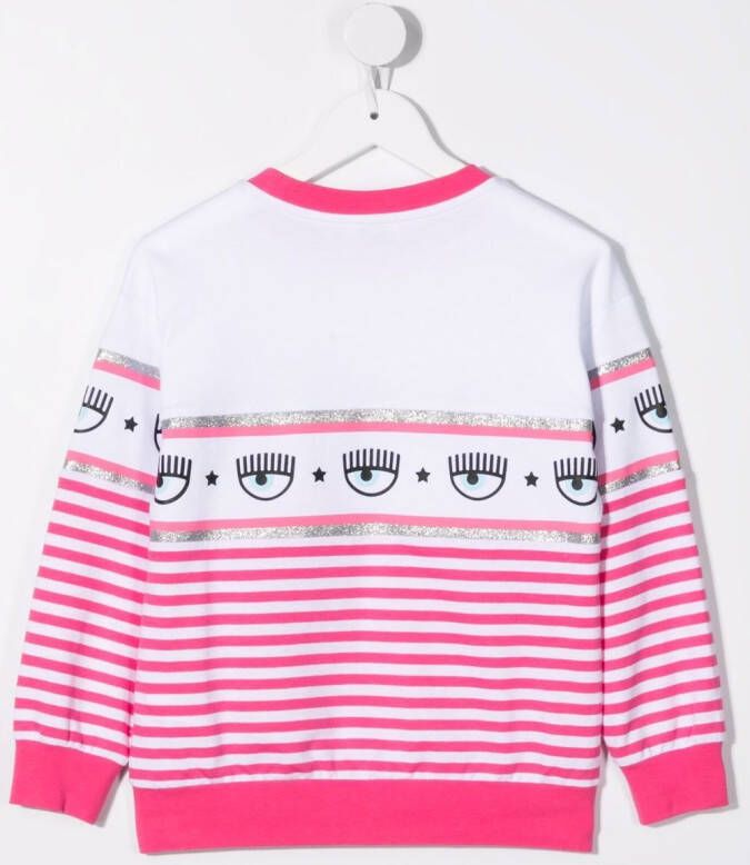 Chiara Ferragni Kids Gestreepte sweater Roze