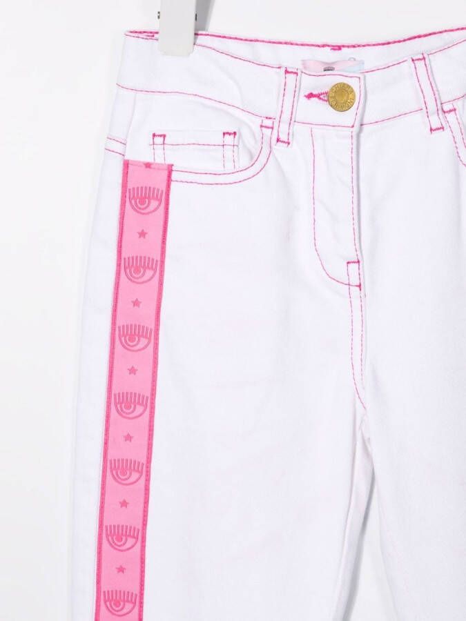 Chiara Ferragni Kids Jeans met logoband Wit