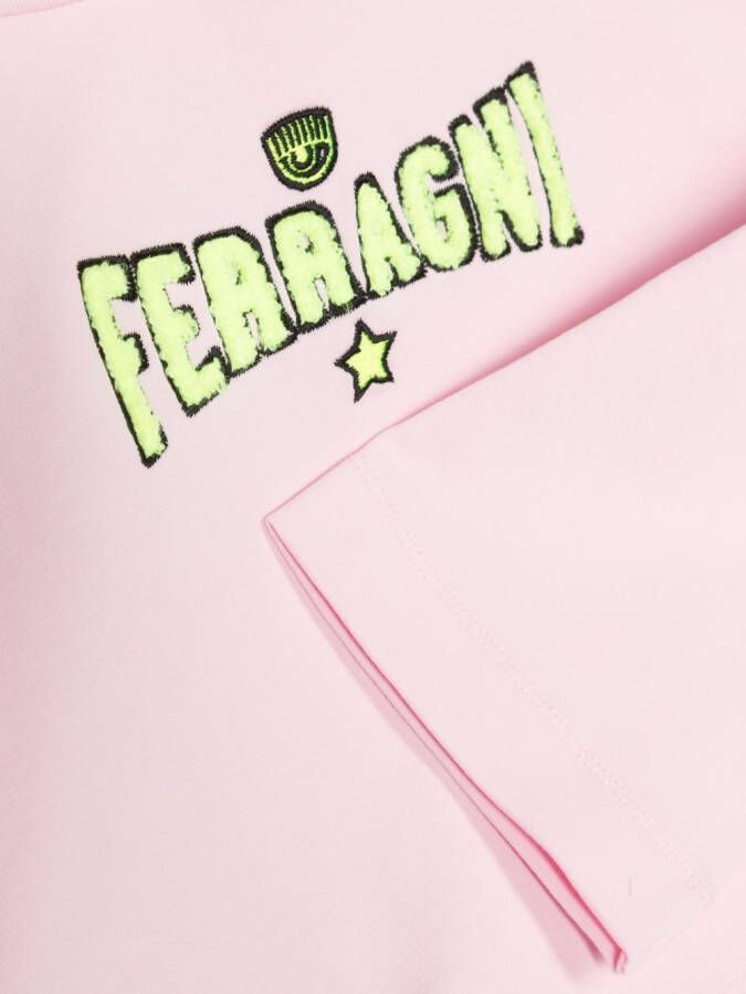 Chiara Ferragni Kids Hoodie met geborduurd logo Roze