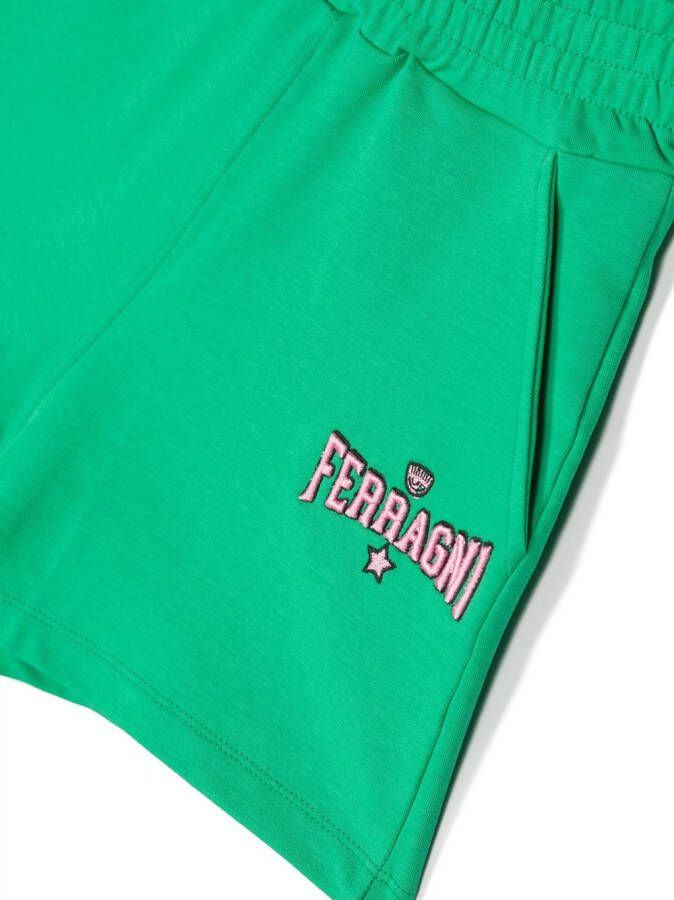 Chiara Ferragni Kids Shorts met geborduurd logo Groen