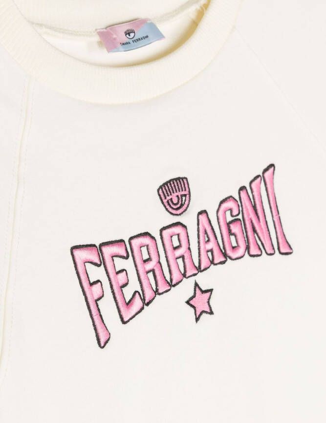 Chiara Ferragni Kids T-shirt verfraaid met logo Wit