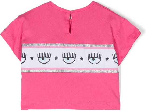Chiara Ferragni Kids T-shirt met logostreep Roze
