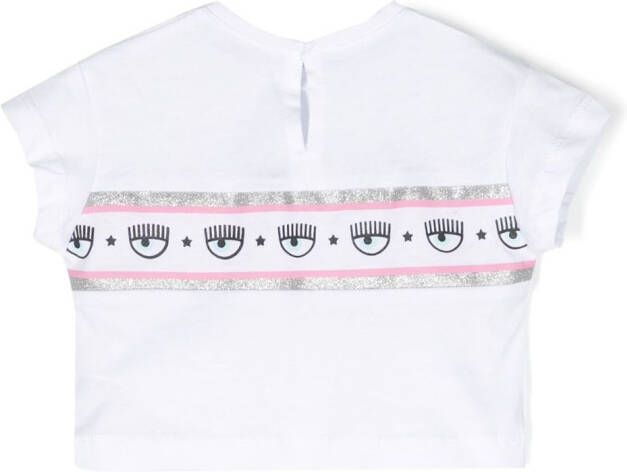 Chiara Ferragni Kids T-shirt met logostreep Wit