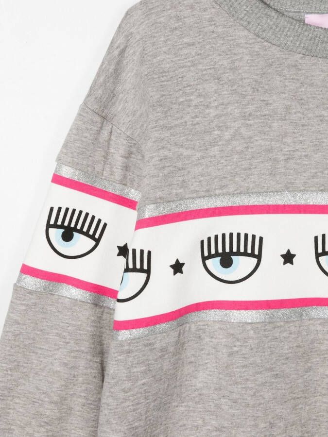 Chiara Ferragni Kids Sweater met logoband Grijs