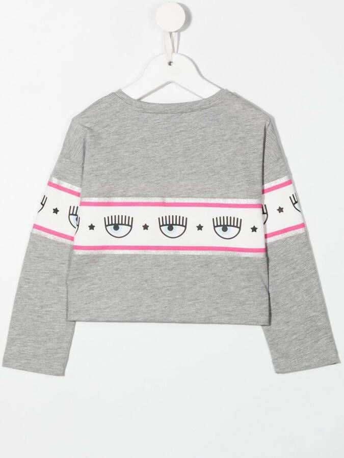 Chiara Ferragni Kids Sweater met logoband Grijs