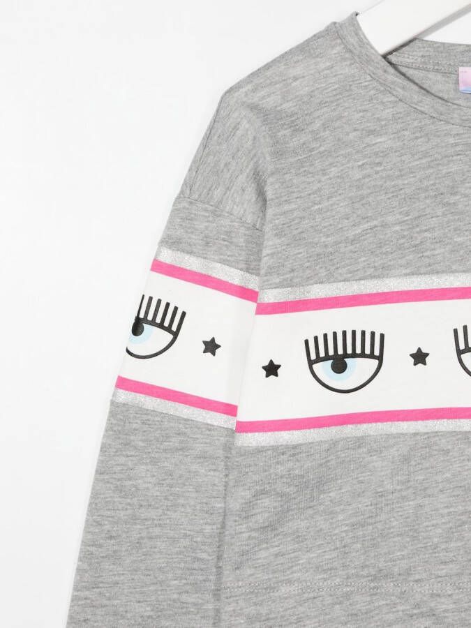 Chiara Ferragni Kids Sweater met logoband Grijs