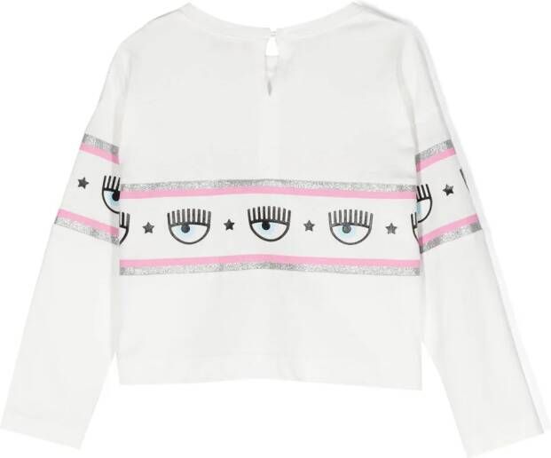 Chiara Ferragni Kids Sweater met logoband Wit