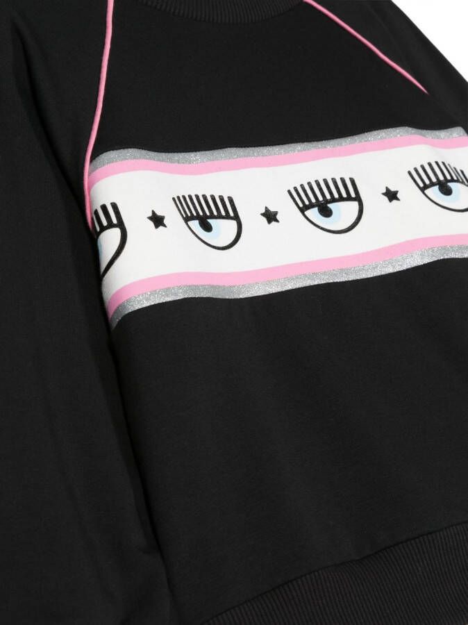 Chiara Ferragni Kids Sweater met logoband Zwart