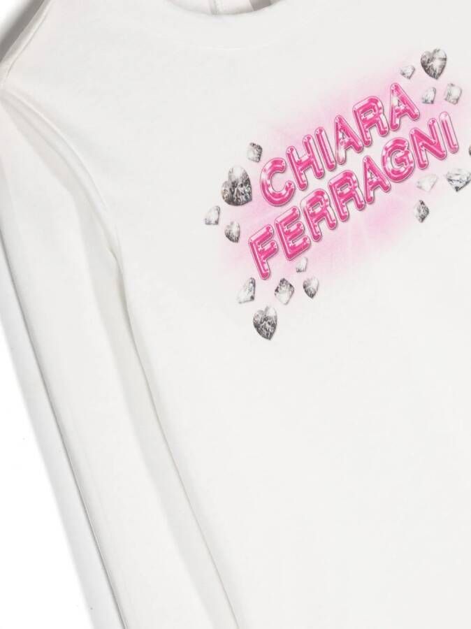 Chiara Ferragni Kids Sweater met logoprint Wit