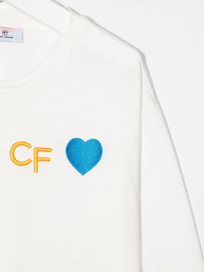 Chiara Ferragni Kids T-shirt met lange mouwen Wit