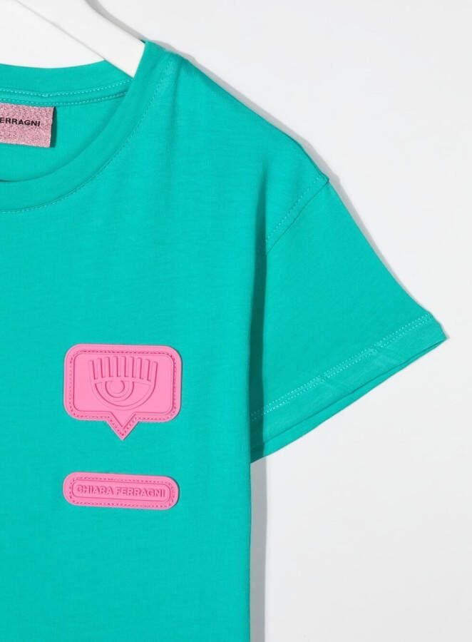Chiara Ferragni Kids T-shirt met logopatch Groen