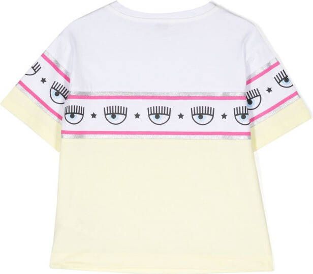 Chiara Ferragni Kids T-shirt met logostreep Geel
