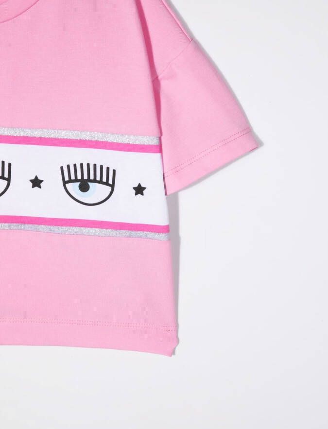 Chiara Ferragni Kids T-shirt met logostreep Roze