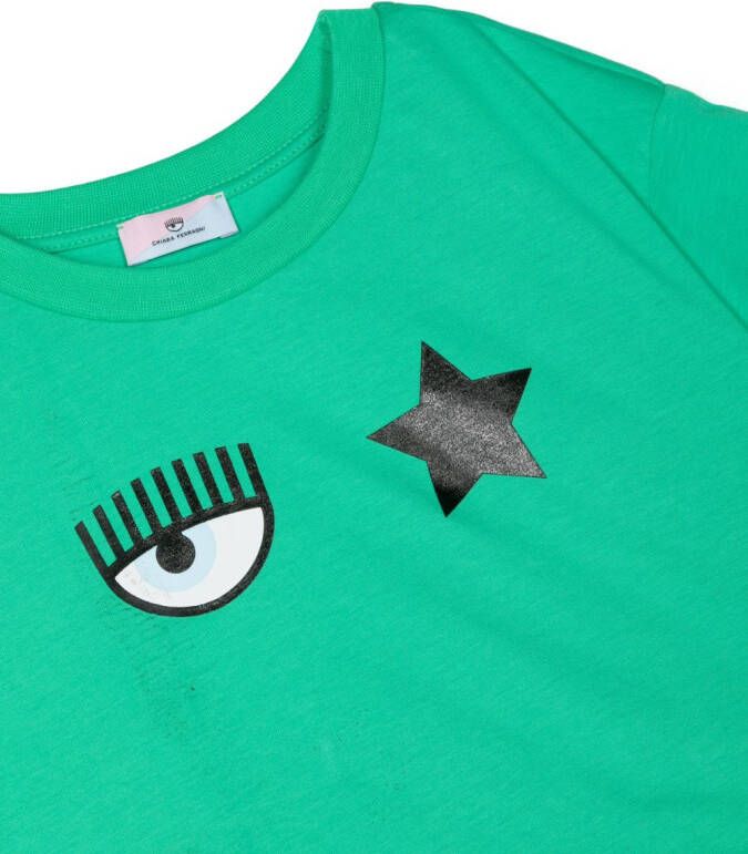 Chiara Ferragni Kids T-shirt met print Groen
