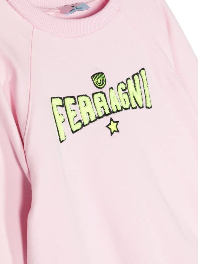 Chiara Ferragni Kids T-shirt verfraaid met logo Roze
