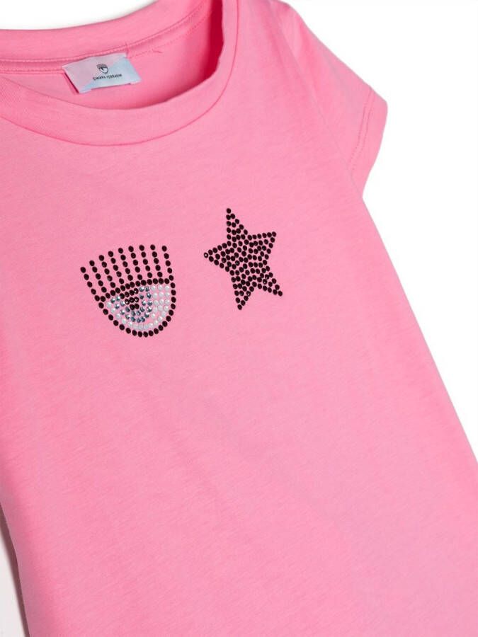 Chiara Ferragni Kids Verfraaid T-shirt Roze