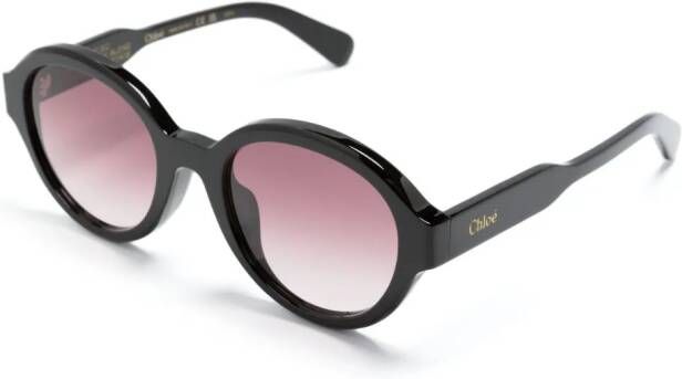 Chloé Eyewear Zonnebril met rond montuur Zwart