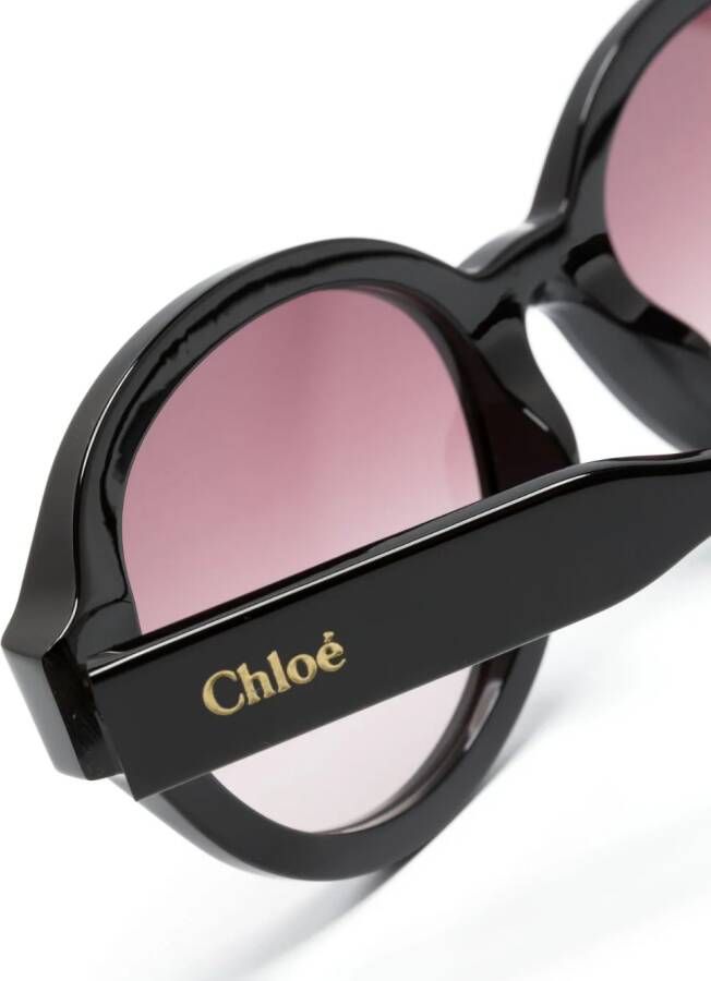 Chloé Eyewear Zonnebril met rond montuur Zwart