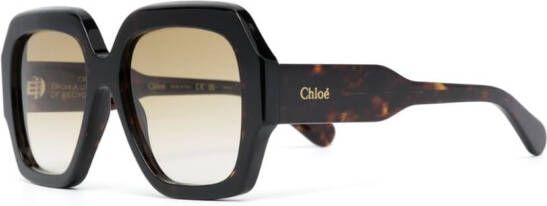 Chloé Eyewear Zonnebril met oversized montuur Bruin