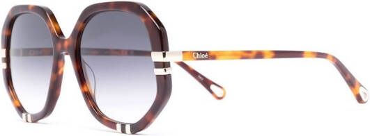 Chloé Eyewear Zonnebril met rond montuur Bruin