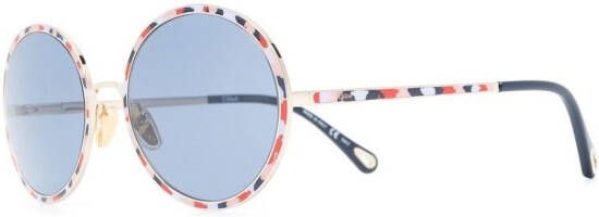 Chloé Eyewear Vitto zonnebril met rond montuur Blauw