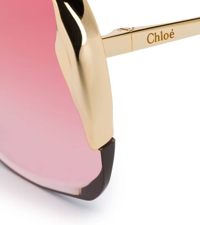 Chloé Eyewear Zonnebril met oversized montuur Goud