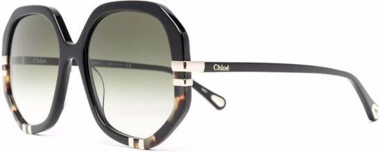 Chloé Eyewear Zonnebril met oversized rond montuur Zwart