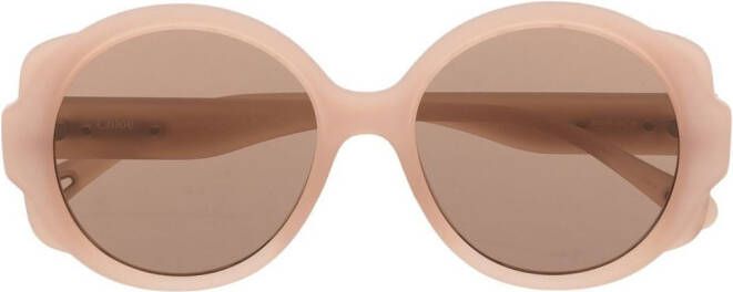 Chloé Eyewear Zonnebril met rond montuur Beige