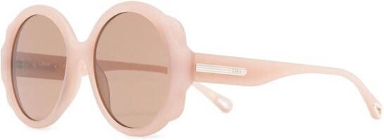 Chloé Eyewear Zonnebril met rond montuur Beige