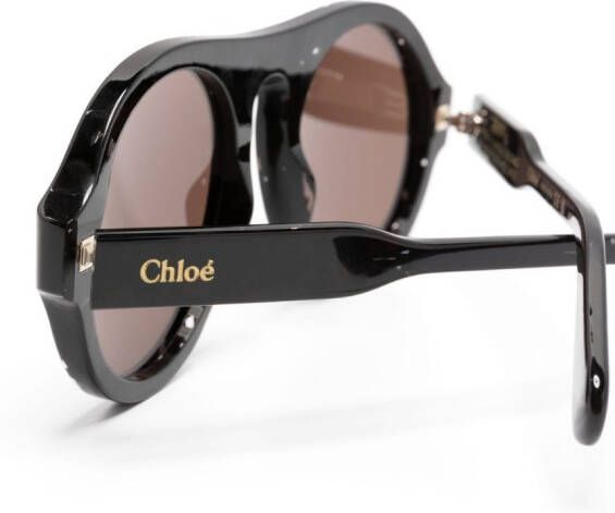 Chloé Eyewear Zonnebril met rond montuur Zwart