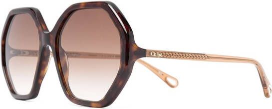 Chloé Eyewear Zonnebril met schildpadschild design Bruin