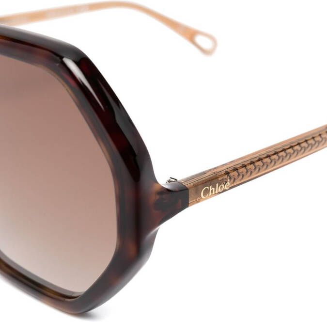 Chloé Eyewear Zonnebril met schildpadschild design Bruin