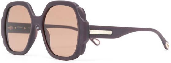 Chloé Eyewear Zonnebril met vierkant montuur Bruin