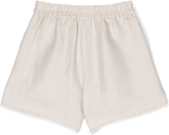 Chloé Kids Linnen shorts Bruin