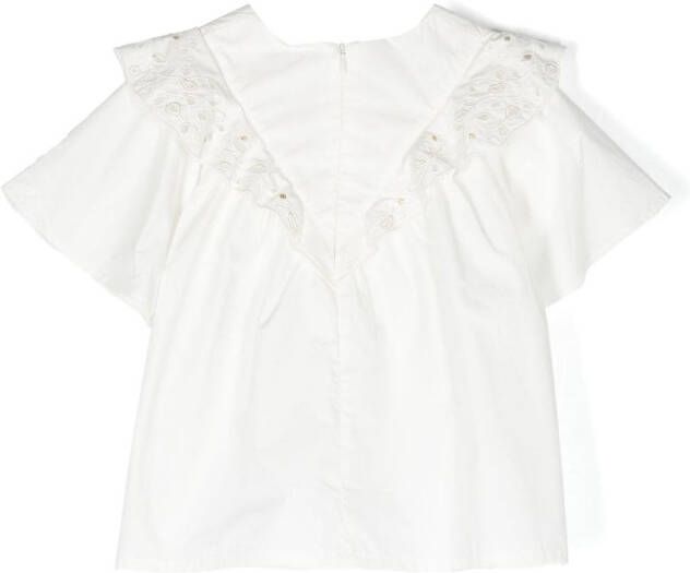 Chloé Kids Broderie anglaise blouse Wit