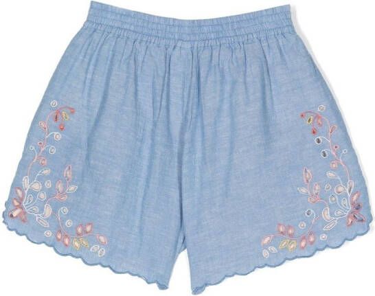 Chloé Kids Broderie anglaise shorts Blauw