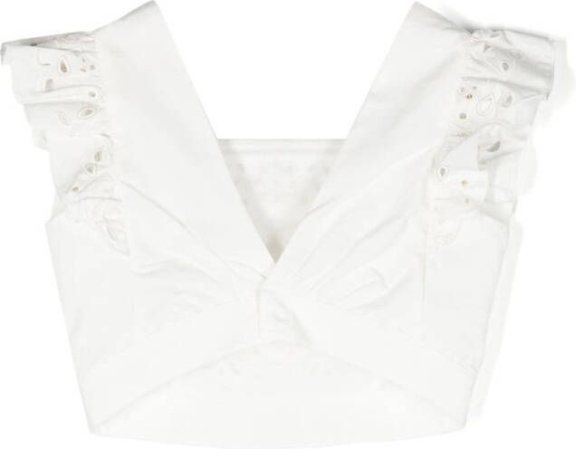 Chloé Kids Cropped broderie anglaise blouse Wit