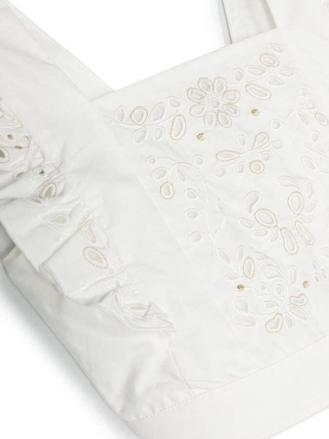 Chloé Kids Cropped broderie anglaise blouse Wit